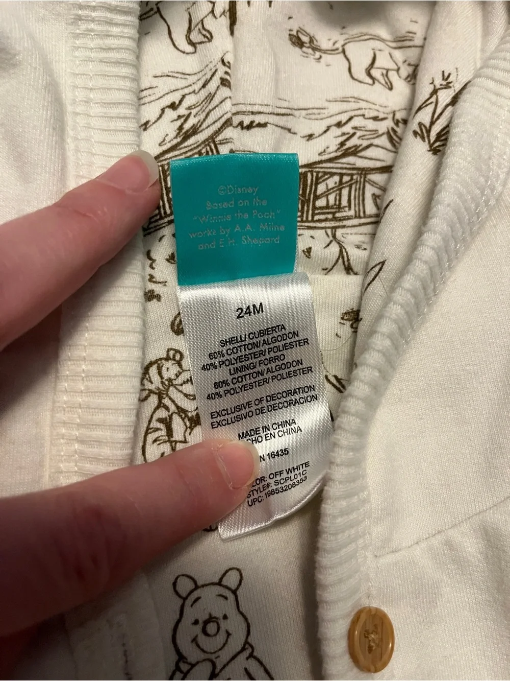 Disney Cream Hooded Baby Jacket with Winnie the Pooh Embroidery